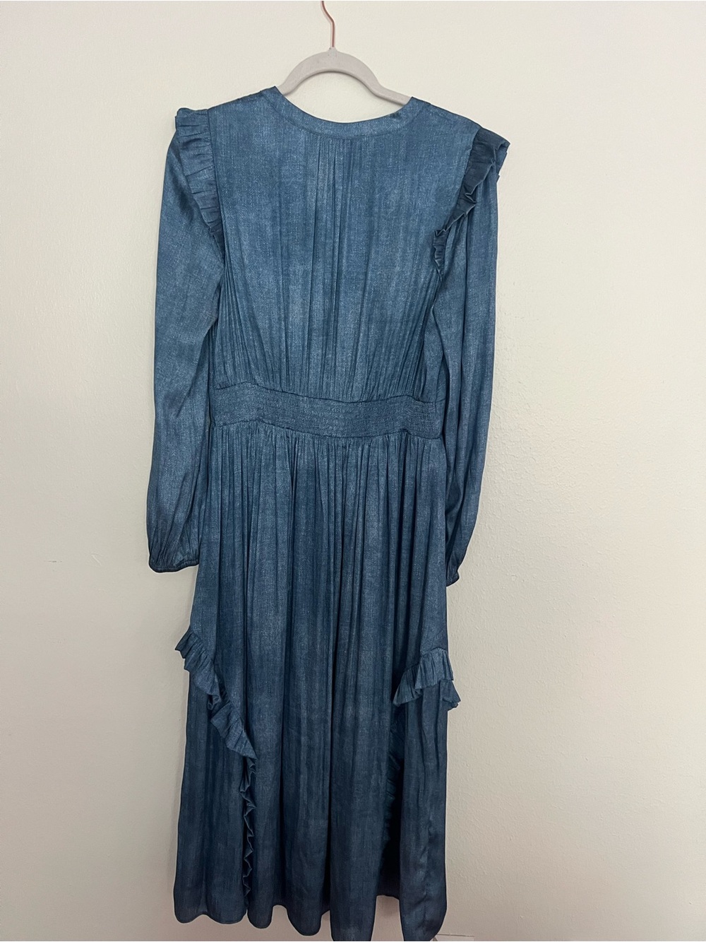 Current Air Slate Blue V-Neck Ruffle Maxi Dress - Picture 6 of 9